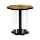 Op Art Floral Bright Satinwood & Acrylic Lamp Table