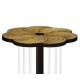 Op Art Floral Bright Satinwood & Acrylic Lamp Table