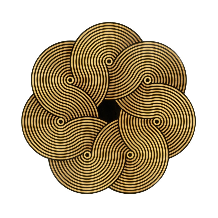 Op Art Floral Bright Satinwood & Acrylic Lamp Table