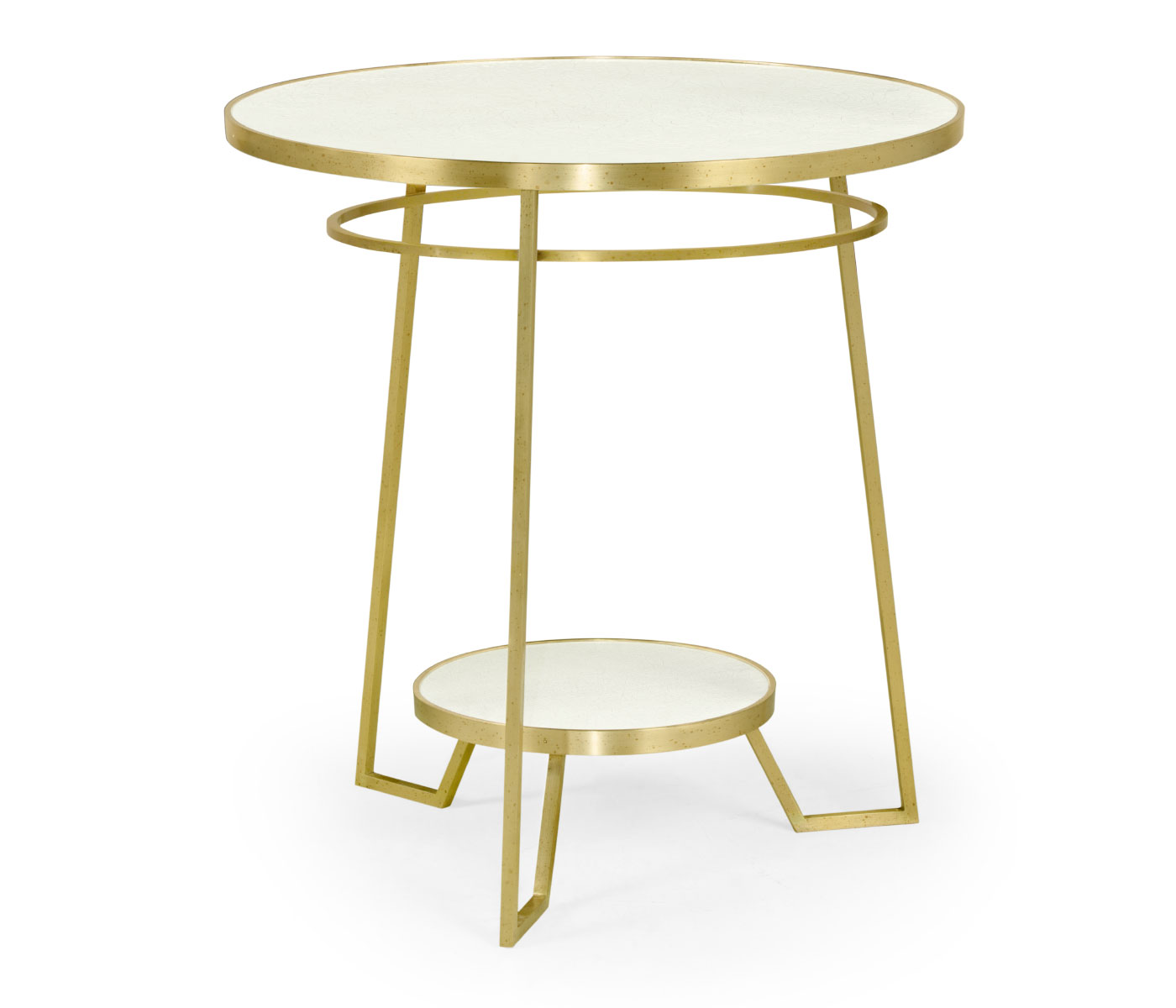 Round Ivory Crackle Ceramic Laquered Lamp Table