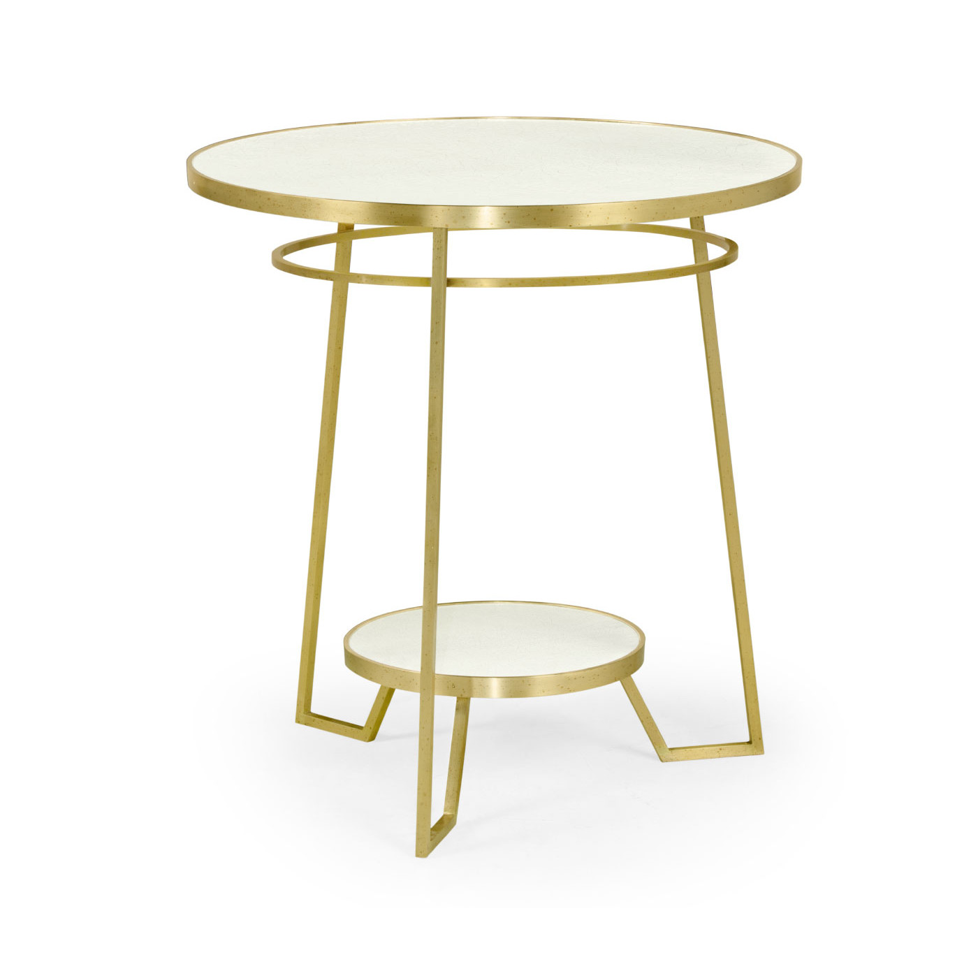 Round Ivory Crackle Ceramic Laquered Lamp Table