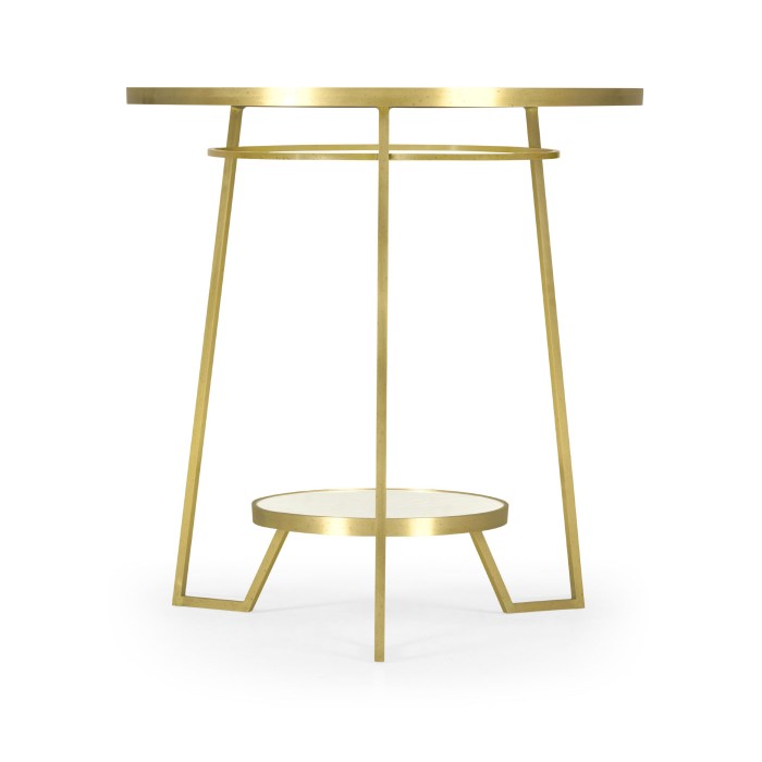 Round Ivory Crackle Ceramic Laquered Lamp Table
