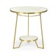 Round Ivory Crackle Ceramic Laquered Lamp Table