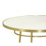 Round Ivory Crackle Ceramic Laquered Lamp Table