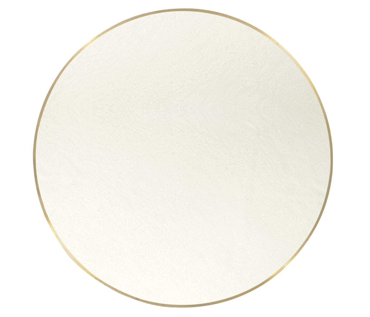 Round Ivory Crackle Ceramic Laquered Lamp Table