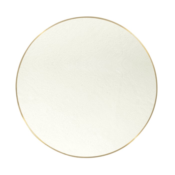 Round Ivory Crackle Ceramic Laquered Lamp Table