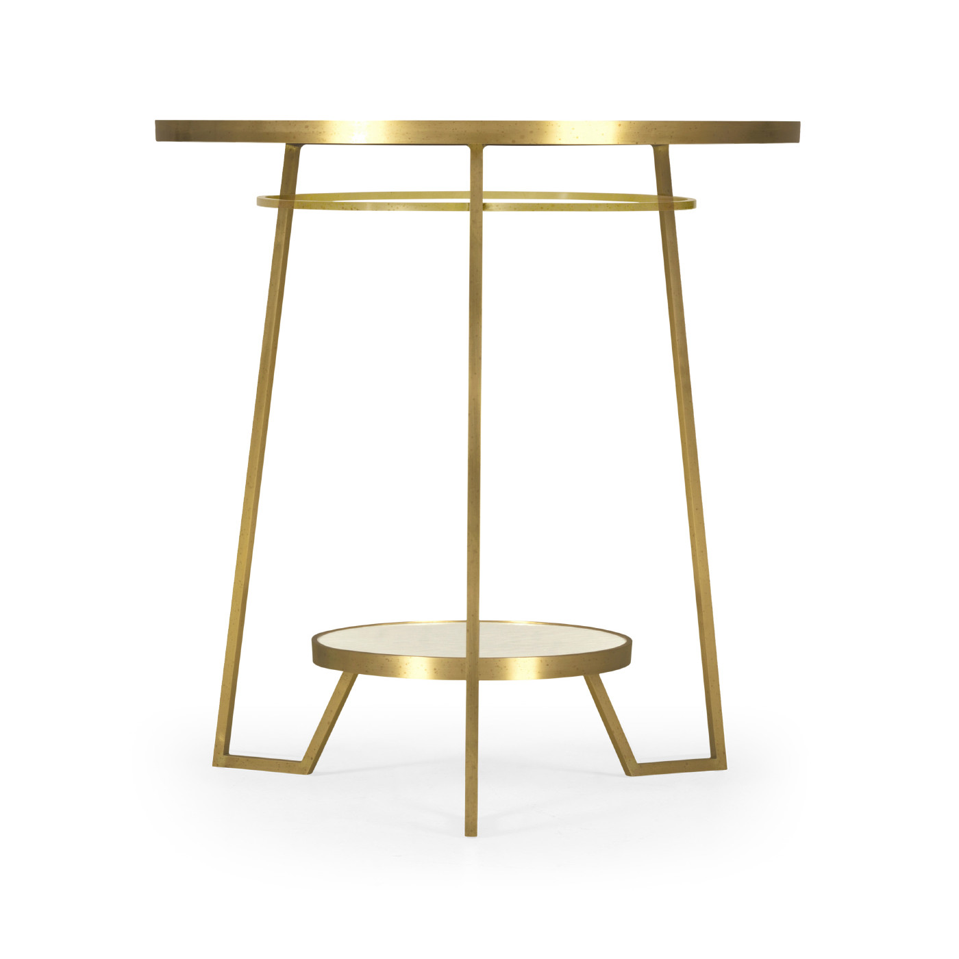 Round Ivory Crackle Ceramic Laquered Lamp Table