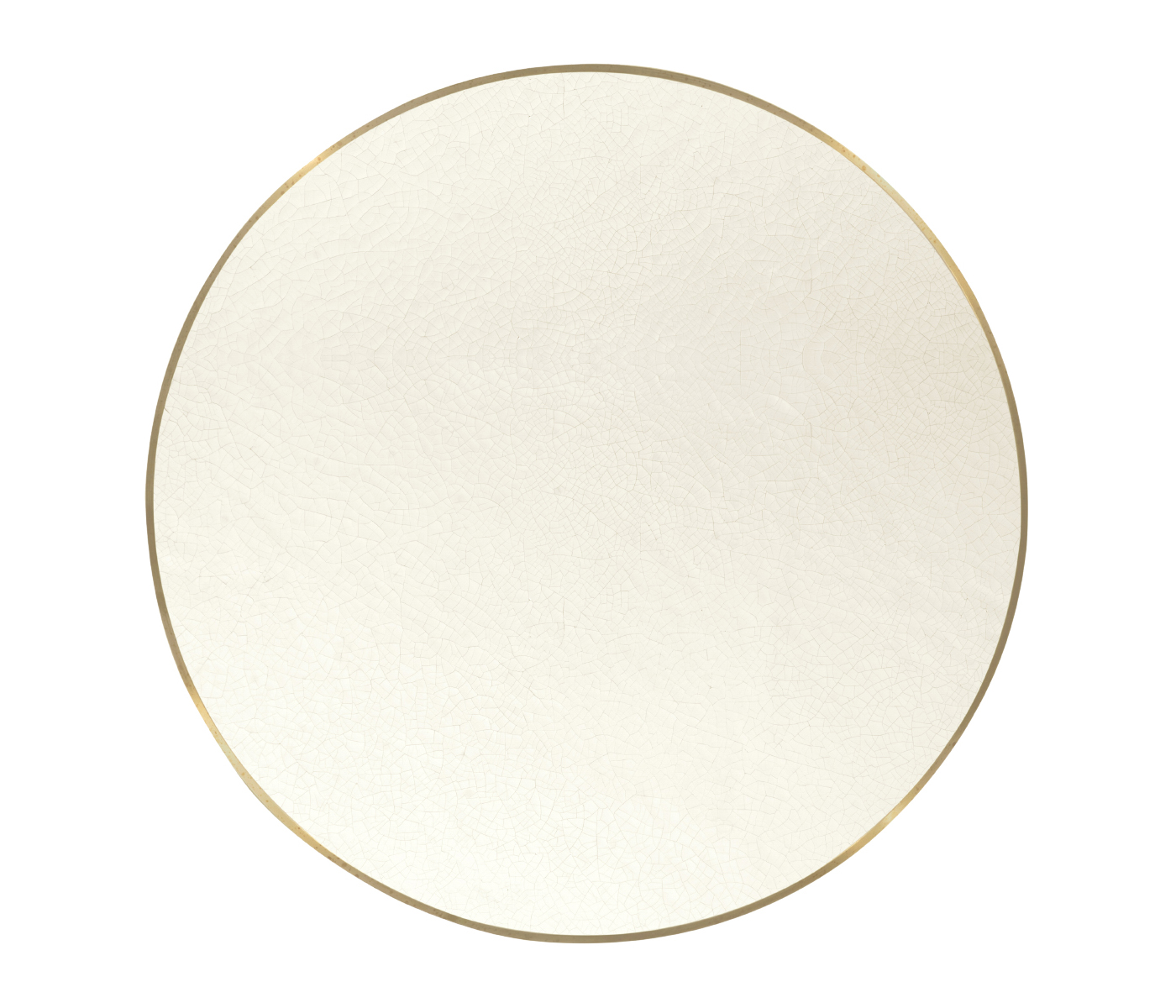 Round Ivory Crackle Ceramic Laquered Lamp Table