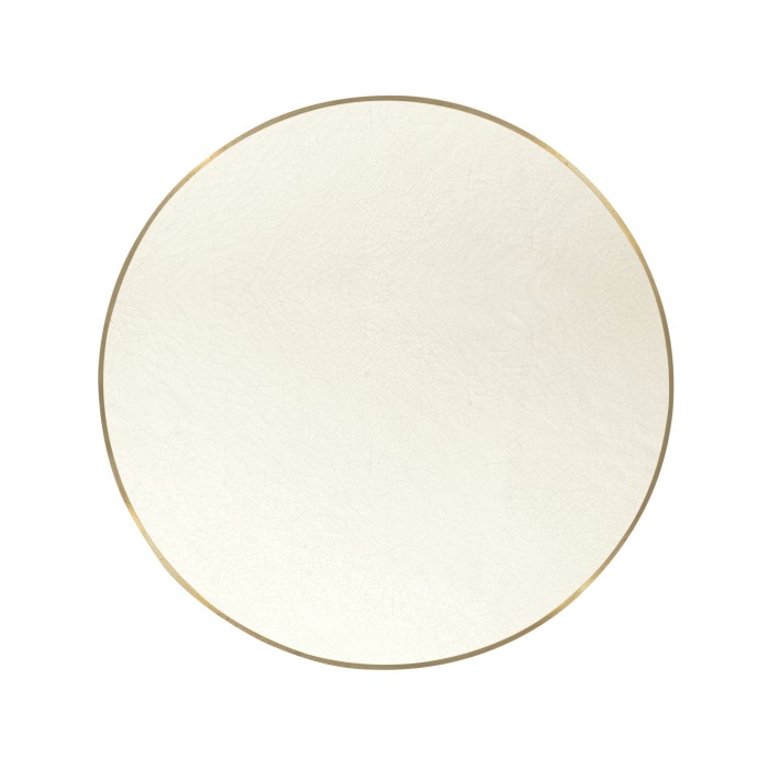 Round Ivory Crackle Ceramic Laquered Lamp Table