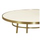 Round Ivory Crackle Ceramic Laquered Lamp Table