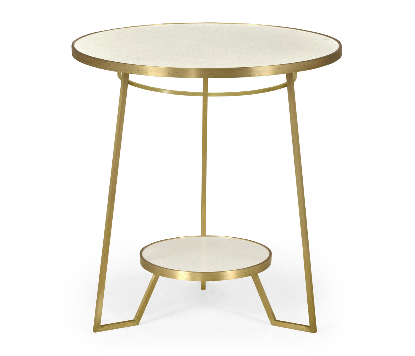 Round Ivory Crackle Ceramic Laquered Lamp Table