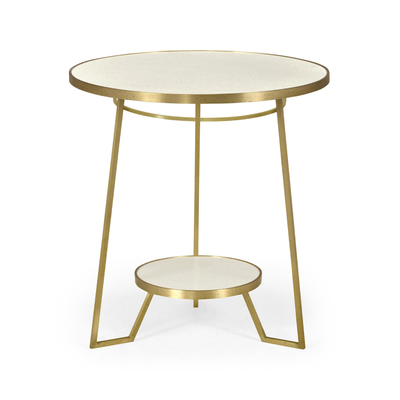 Round Ivory Crackle Ceramic Laquered Lamp Table