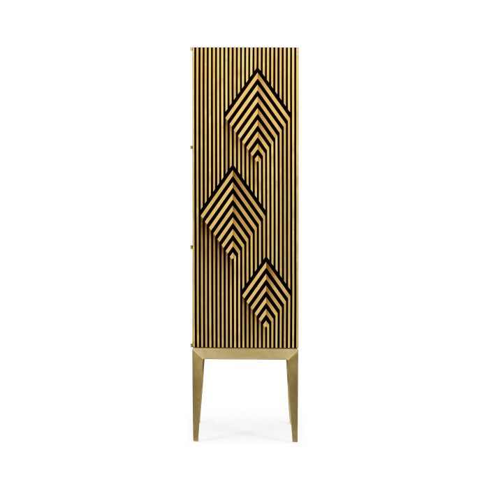 Op Art Diamond Bright Satinwood Left Drinks Cabinet