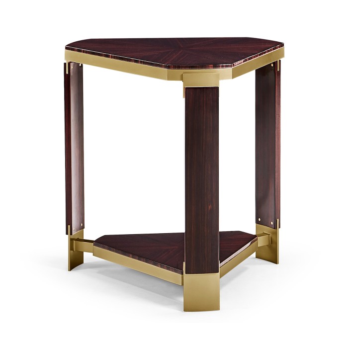 Triangular Dark Macassar Ebony Side Table