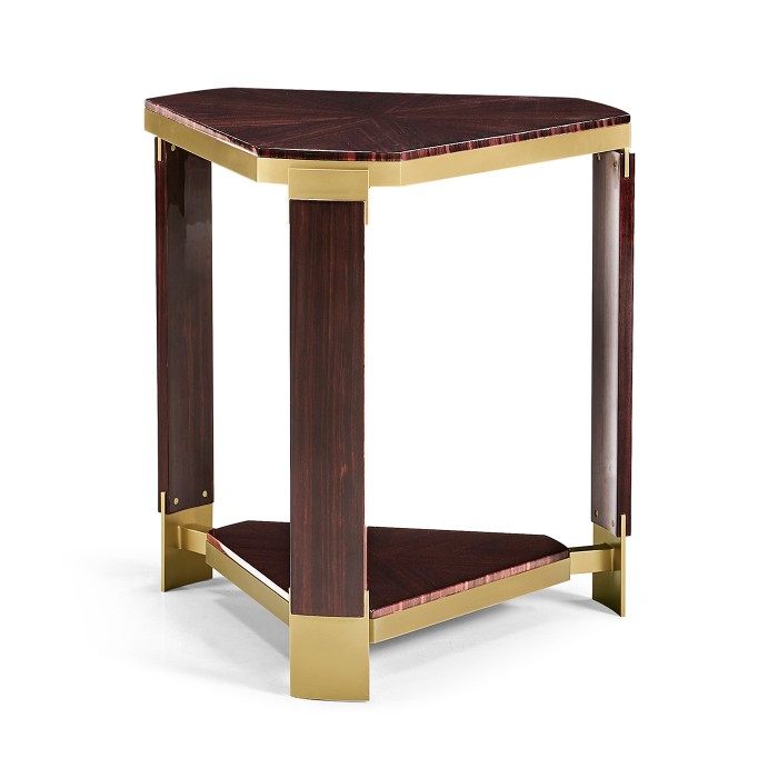 Triangular Dark Macassar Ebony Side Table