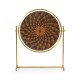 Round Antique Brass & Zebrano Dressing Table Mirror