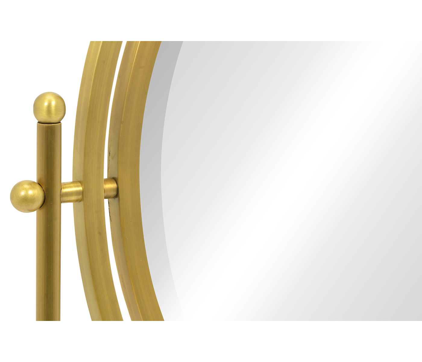 Round Antique Brass & Zebrano Dressing Table Mirror