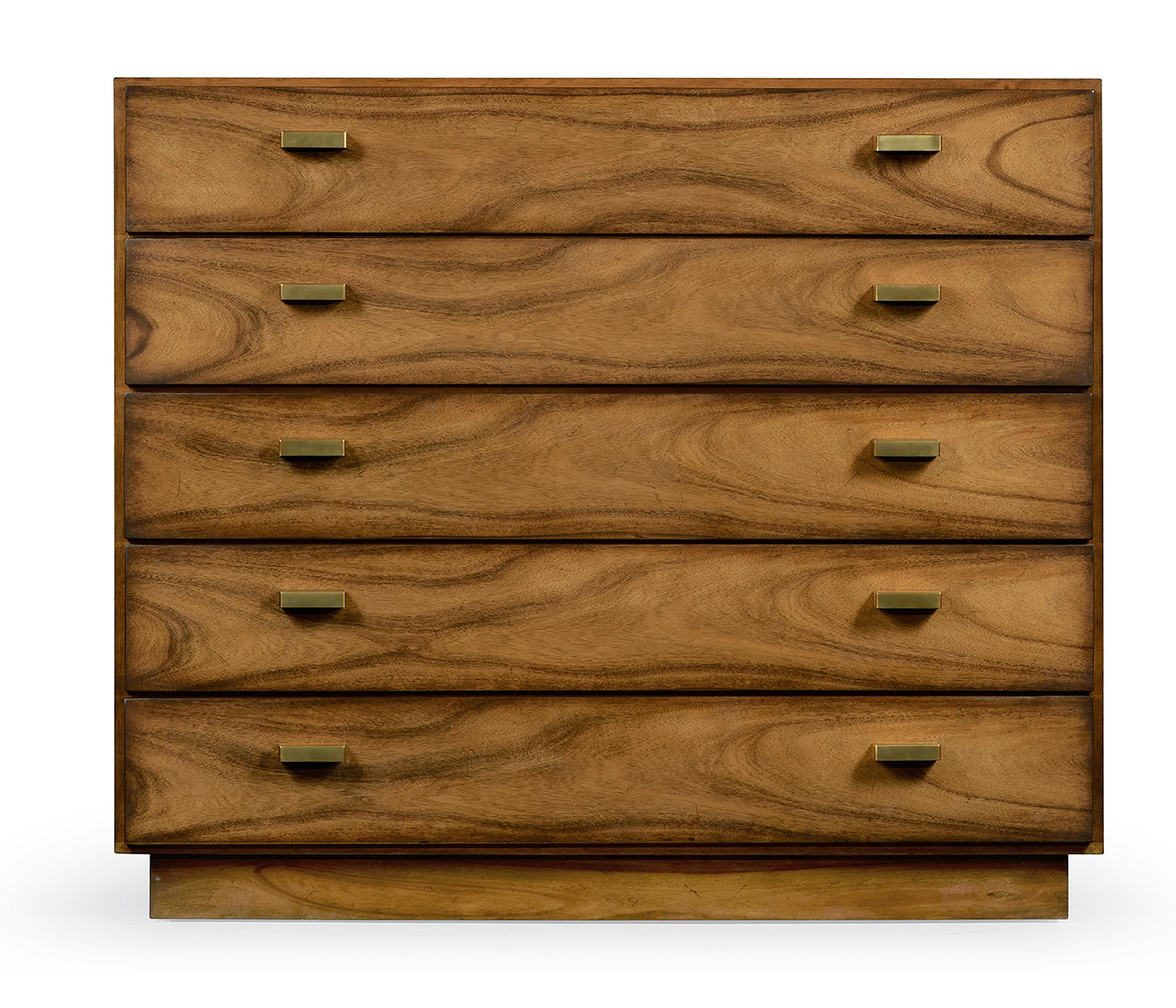 Rectangular Medium Brown Elm Chest of Five Drawers