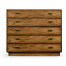 Rectangular Medium Brown Elm Chest of Five Drawers