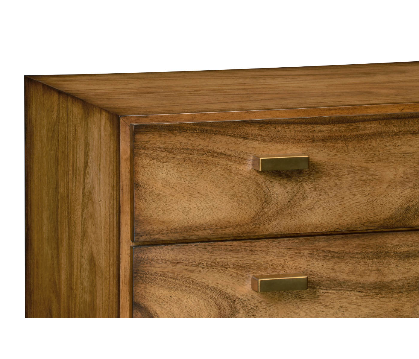Rectangular Medium Brown Elm Chest of Five Drawers