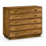 Rectangular Medium Brown Elm Chest of Five Drawers