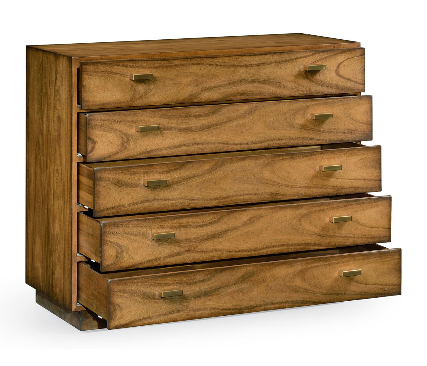 Rectangular Medium Brown Elm Chest of Five Drawers