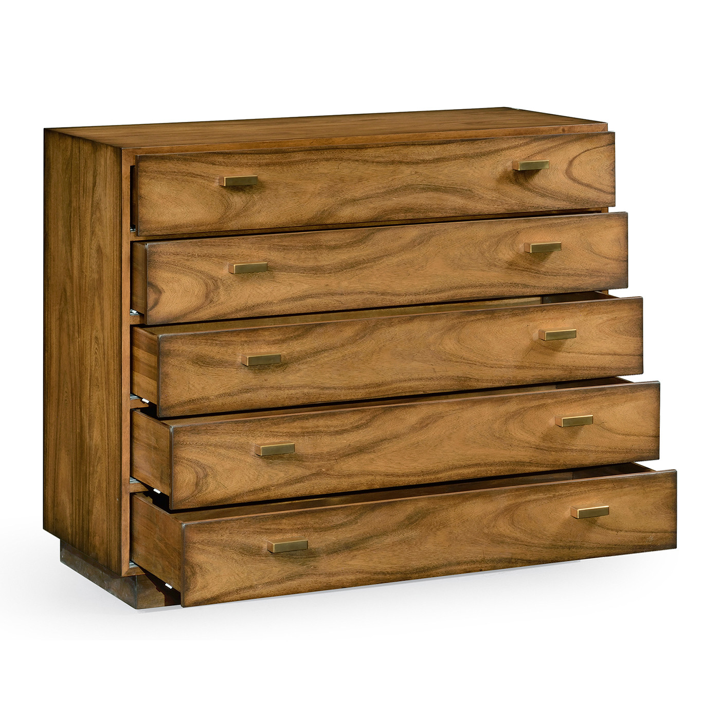 Rectangular Medium Brown Elm Chest of Five Drawers