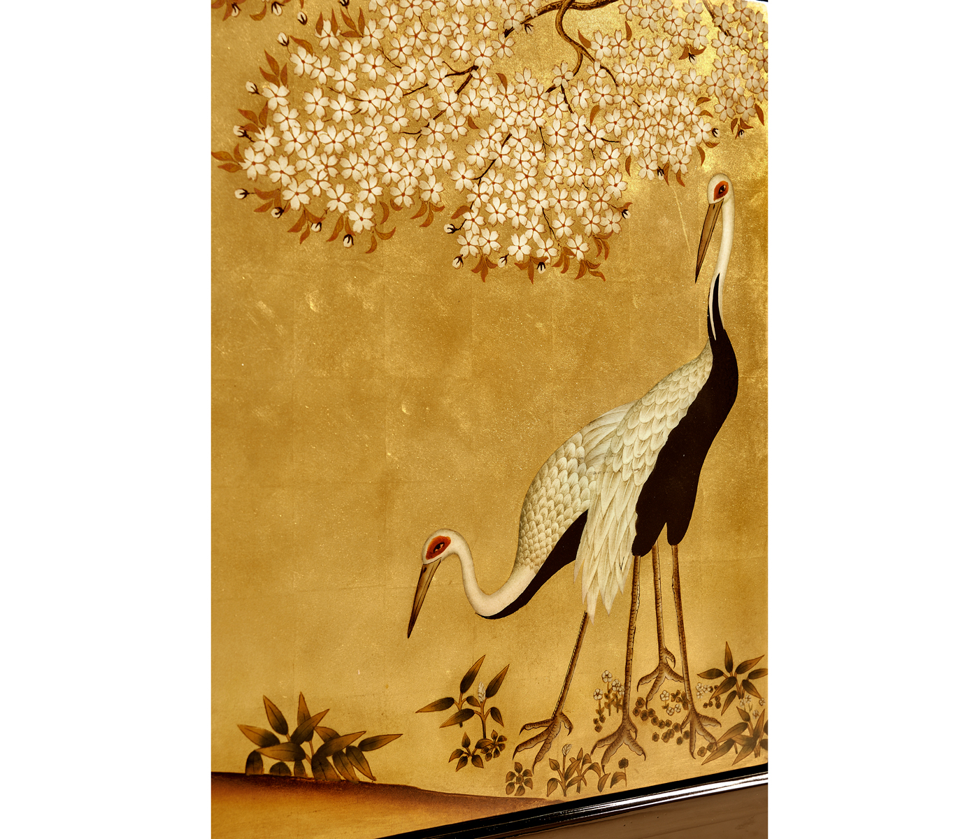 Modern Asian Smoky Black & Gold Entertainment Cabinet