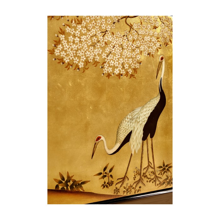 Modern Asian Smoky Black & Gold Entertainment Cabinet