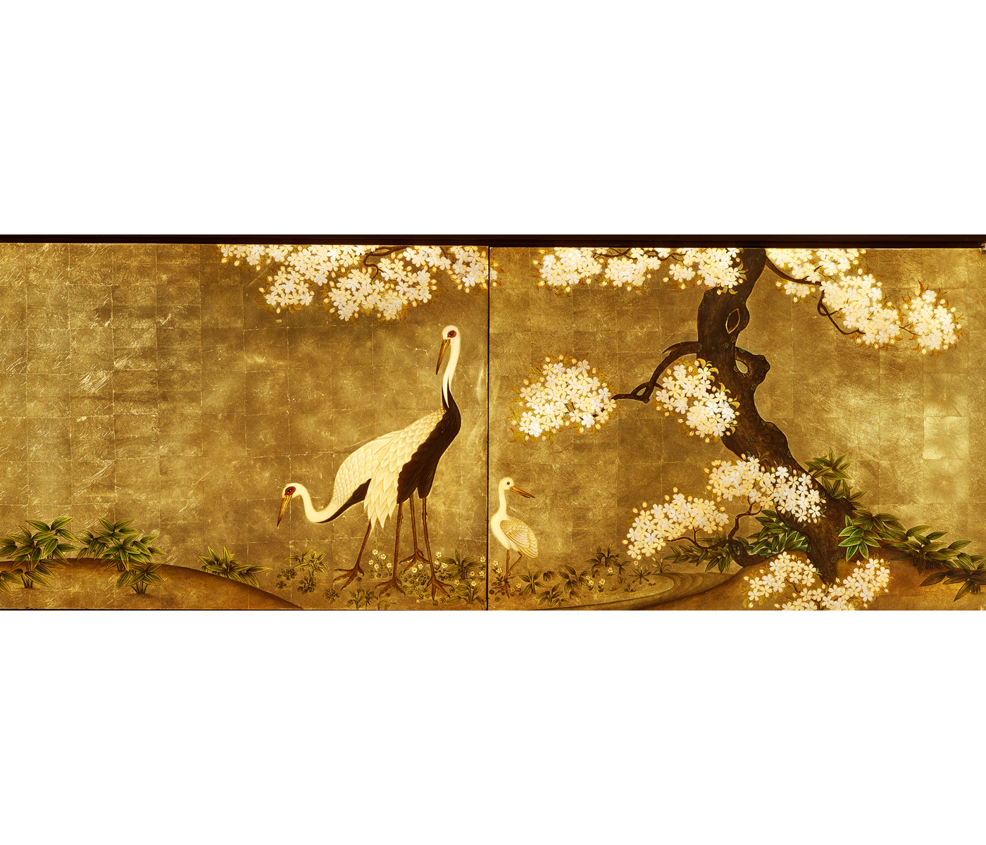 Modern Asian Smoky Black & Gold Entertainment Cabinet