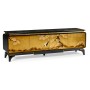 Modern Asian Smoky Black & Gold Entertainment Cabinet
