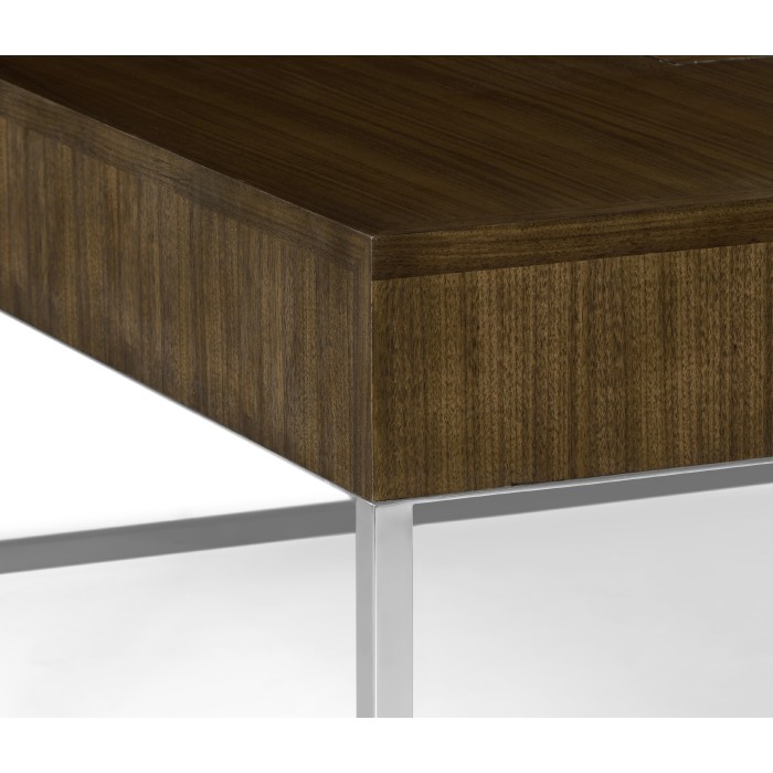 Square Autumn Walnut Coffee Table with Two Glass Top Drawers