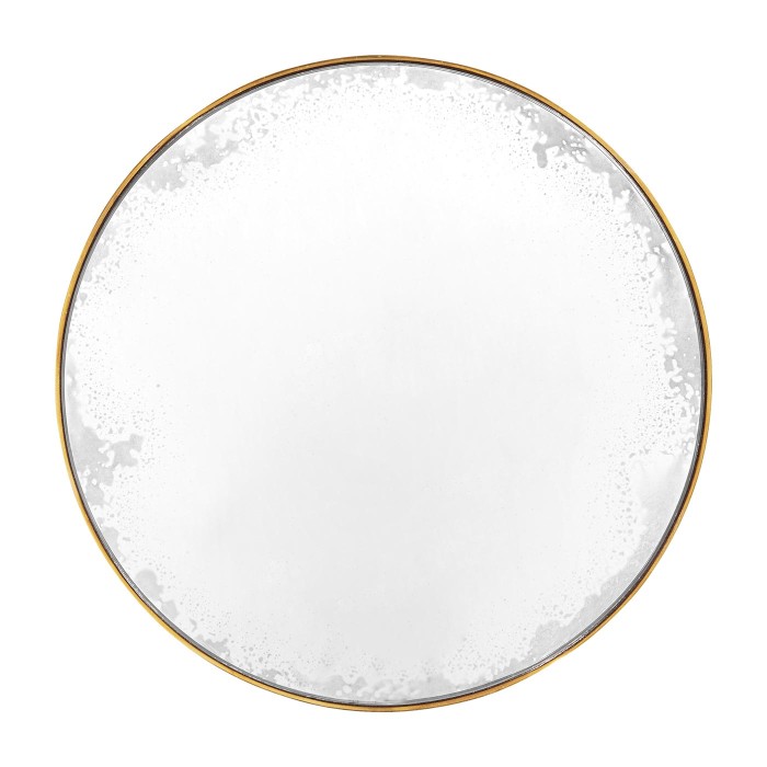 Small Round Antique Satin Gold Brass & Antique Glass Vanity Table