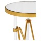 Small Round Antique Satin Gold Brass & Antique Glass Vanity Table