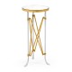 Small Round Antique Satin Gold Brass & Antique Glass Vanity Table
