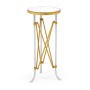 Small Round Antique Satin Gold Brass & Antique Glass Vanity Table