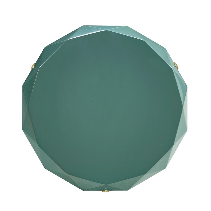 Round Jewel Style Brass & Daphne Blue Diamond Cut End Table
