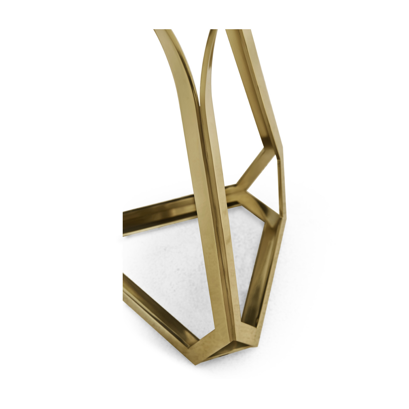 Round Jewel Style Brass & Daphne Blue Diamond Cut End Table