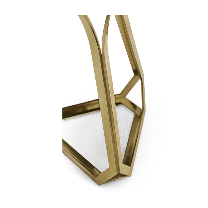 Round Jewel Style Brass & Daphne Blue Diamond Cut End Table