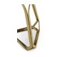 Round Jewel Style Brass & Daphne Blue Diamond Cut End Table