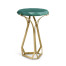 Round Jewel Style Brass & Daphne Blue Diamond Cut End Table