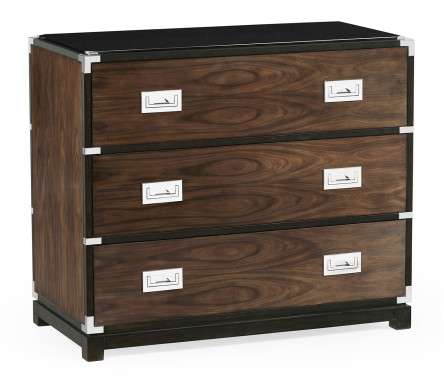 Campaign Style Dark Santos Rosewood Chest of Three Drawers