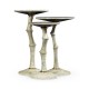 Set of Three Bamboo Style Bone Eggshell & Cerused Oak Nesting Tables