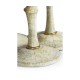 Set of Three Bamboo Style Bone Eggshell & Cerused Oak Nesting Tables