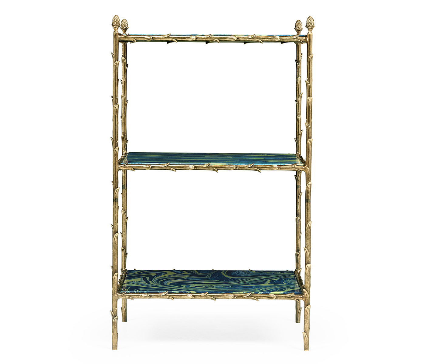 Square Graffiti & Brass Three-Tier End Table