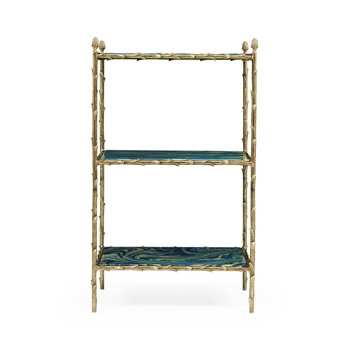 Square Graffiti & Brass Three-Tier End Table