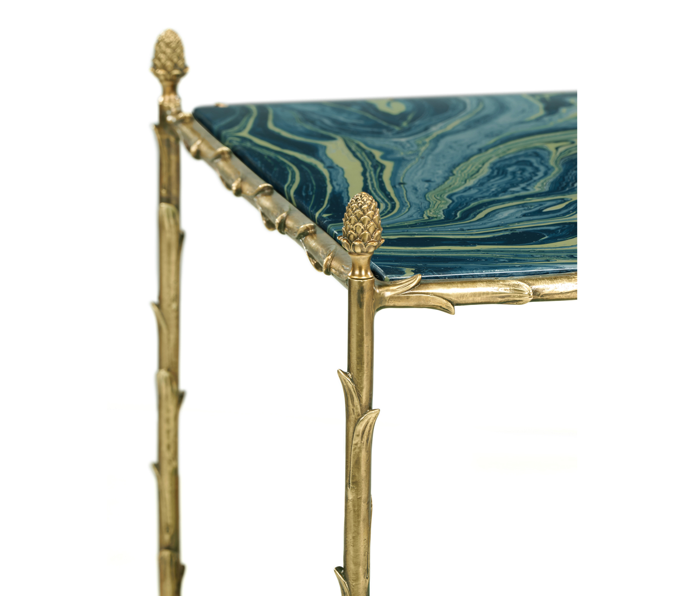 Square Graffiti & Brass Three-Tier End Table