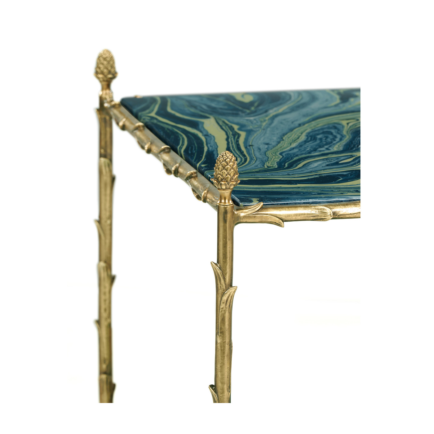 Square Graffiti & Brass Three-Tier End Table