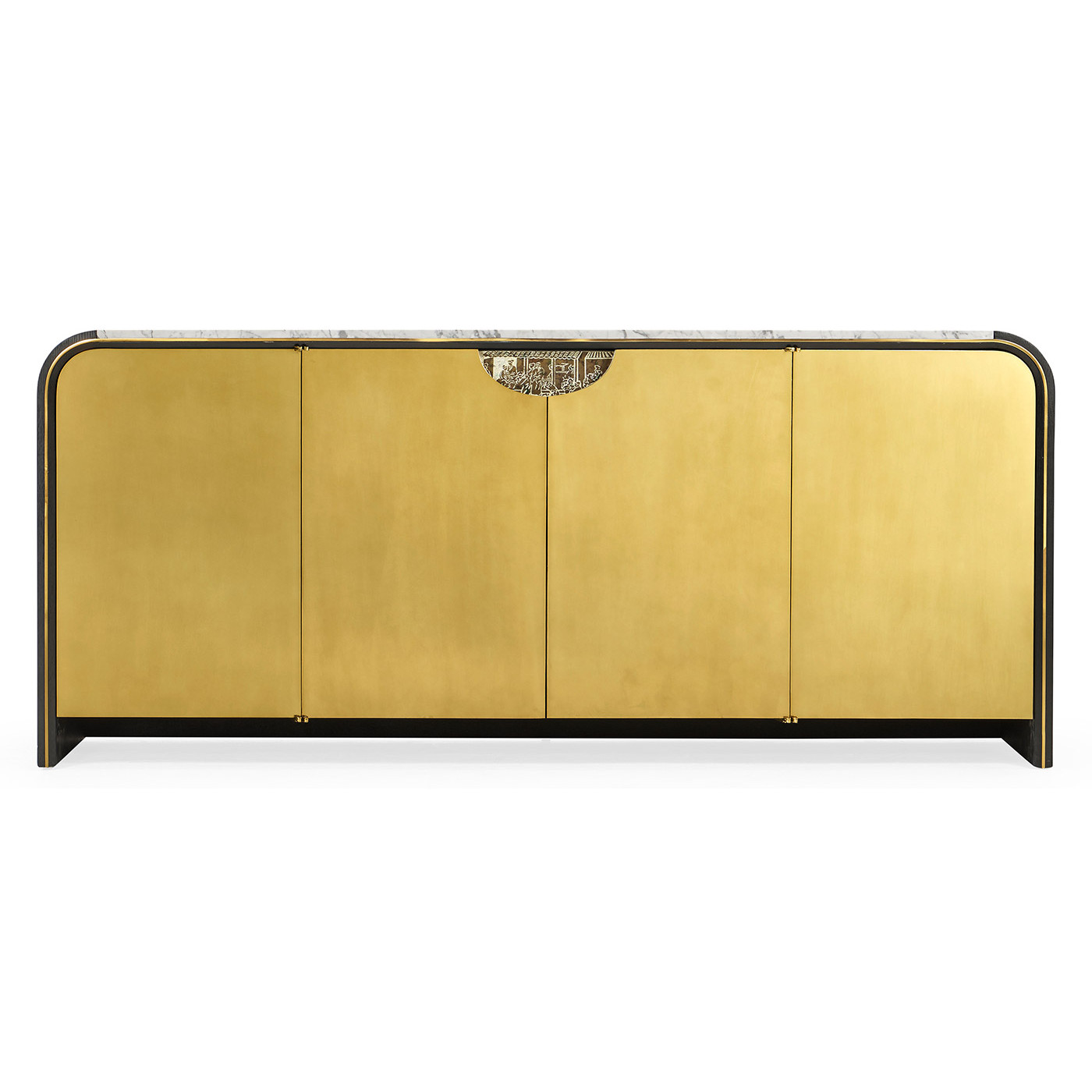 Fusion Oak & Brass Sideboard with White Marble Top