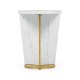 Fusion Medium White Marble & Brass End Table